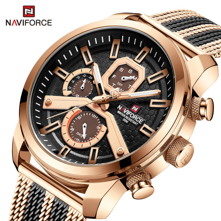 Buy NaviForce NF9211 - RoseGold/Black Watch Online at Best Price in ...